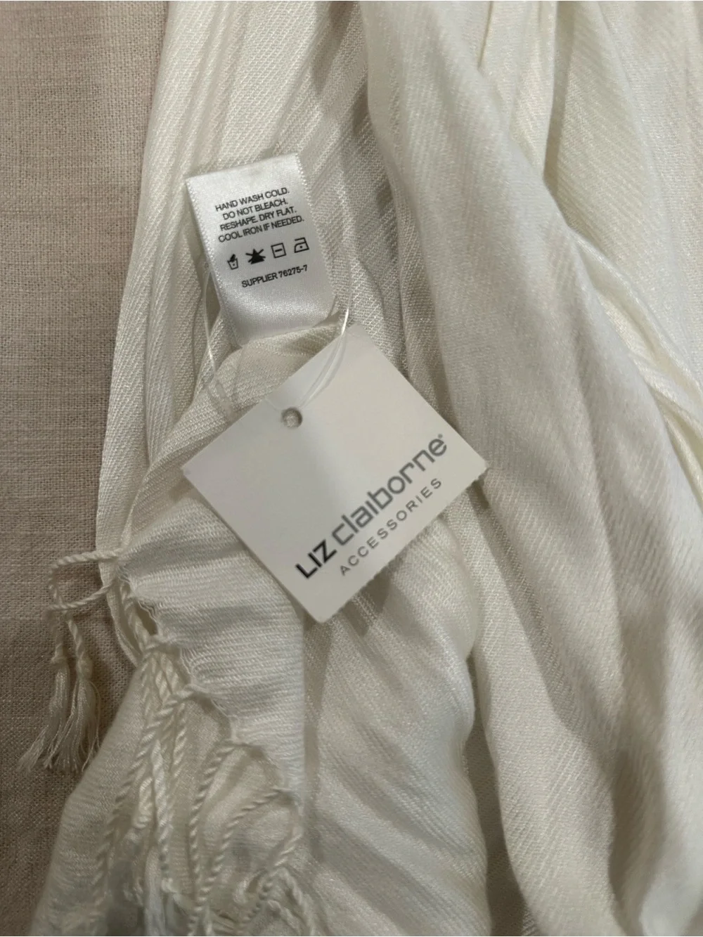 Liz Claiborne Cream Fringe Lightweight Scarf
